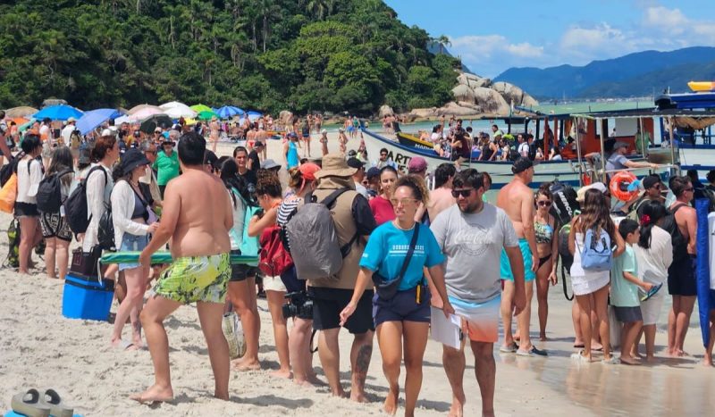 Flagras de superlotação de turistas na Ilha do Campeche são frequentes nesta temporada