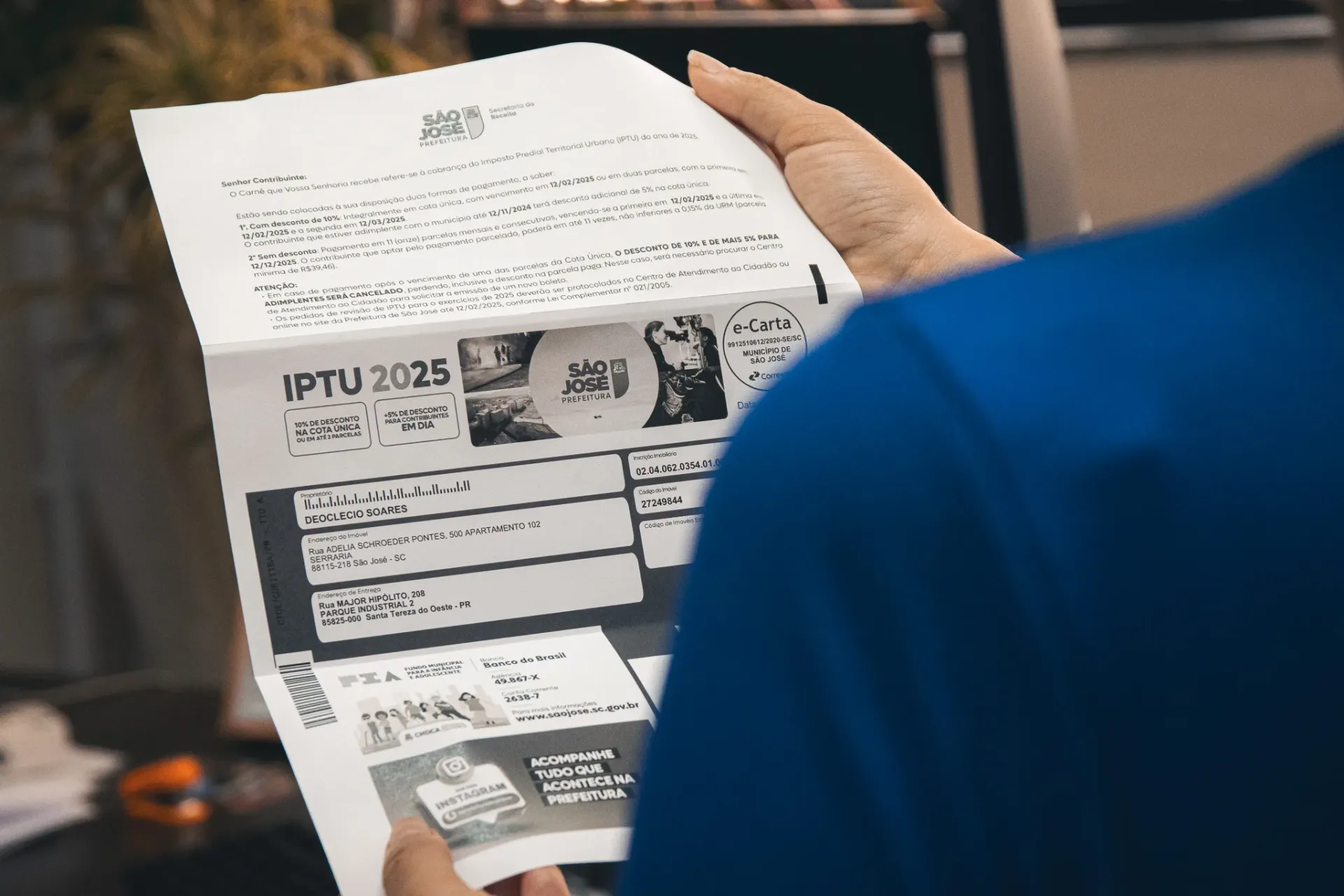 São José oferece descontos no IPTU 2025 e na Tarifa de Lixo; confira prazos e condições!